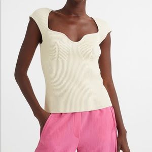 H&M Rib-knit top light beige
